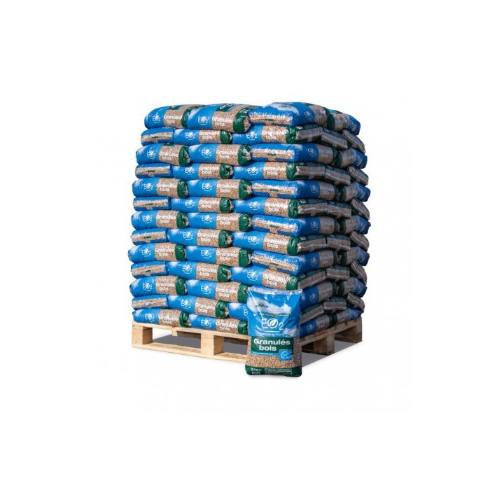 Palette de 66 packs (1000kg) de briquettes